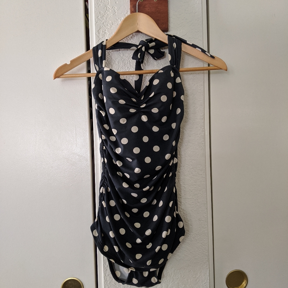 Pinup girl clothing polka dot one piece swimsuit 6